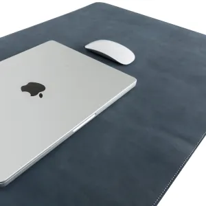 DelfiCase Genuine Blue Leather Deskmat, Computer Pad, Office Desk Pad