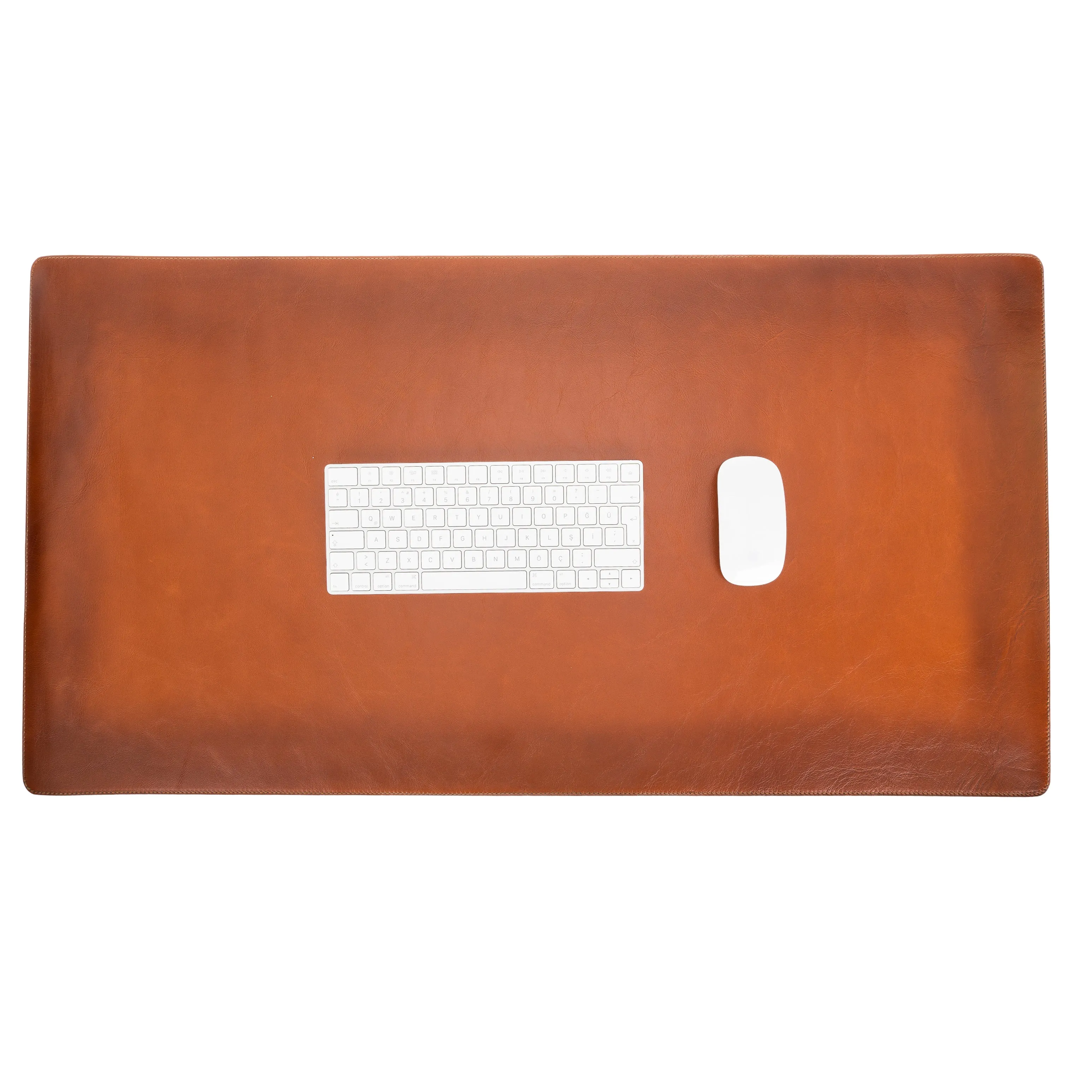 DelfiCase Genuine Brown Leather Deskmat, Computer Pad, Office Desk Pad