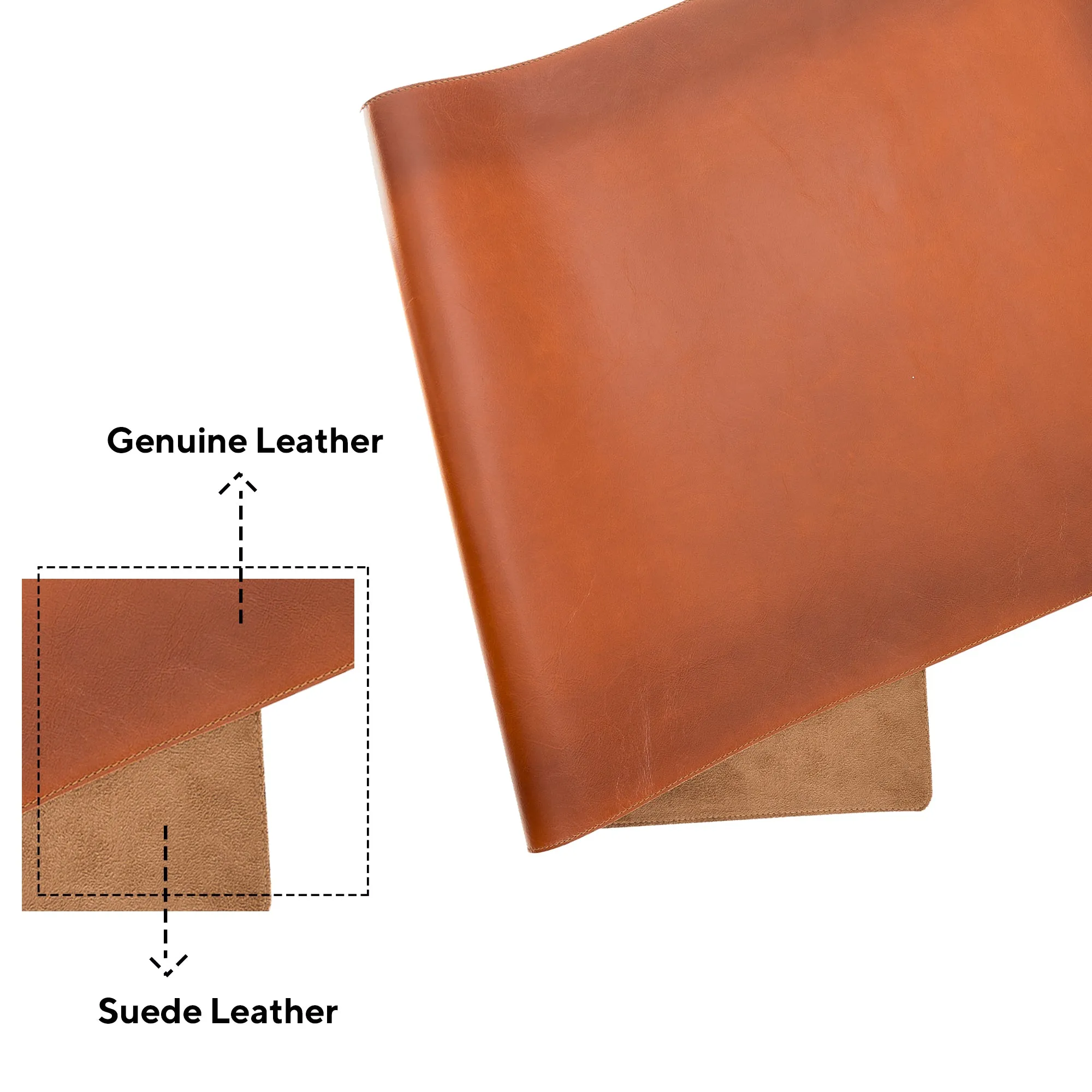 DelfiCase Genuine Brown Leather Deskmat, Computer Pad, Office Desk Pad