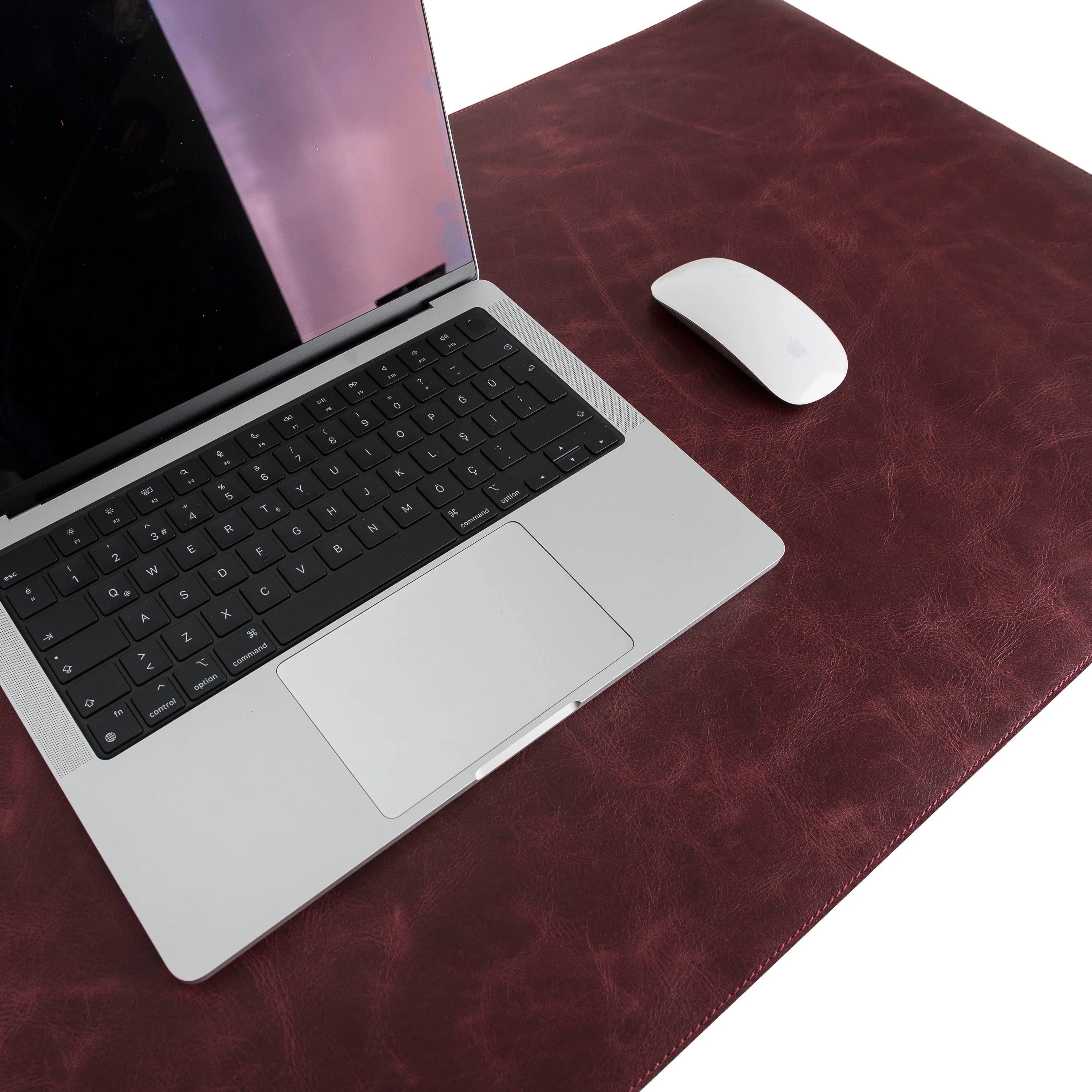 DelfiCase Genuine Cherry Leather Deskmat, Computer Pad, Office Desk Pad