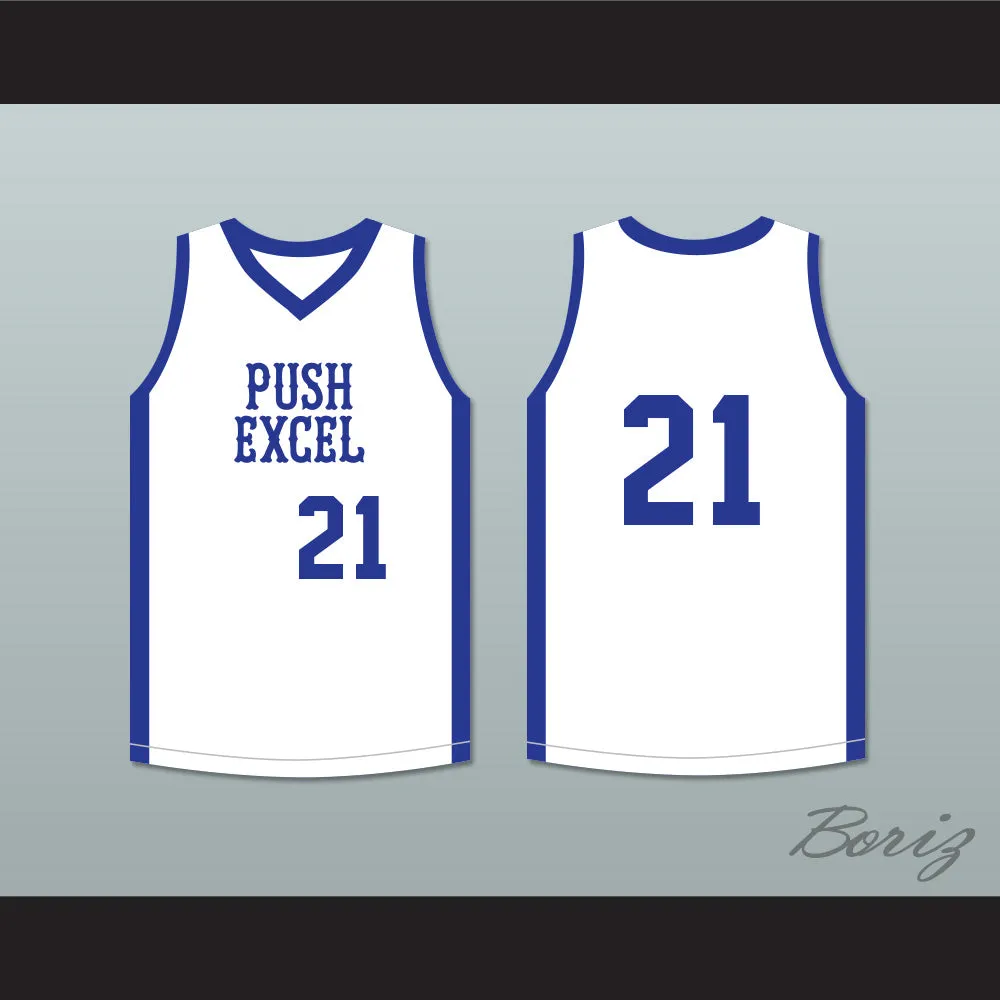 Dominique Wilkins 21 Push Excel Pro Basketball Classic White Basketball Jersey 1985 Charity Event