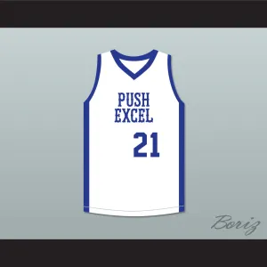 Dominique Wilkins 21 Push Excel Pro Basketball Classic White Basketball Jersey 1985 Charity Event