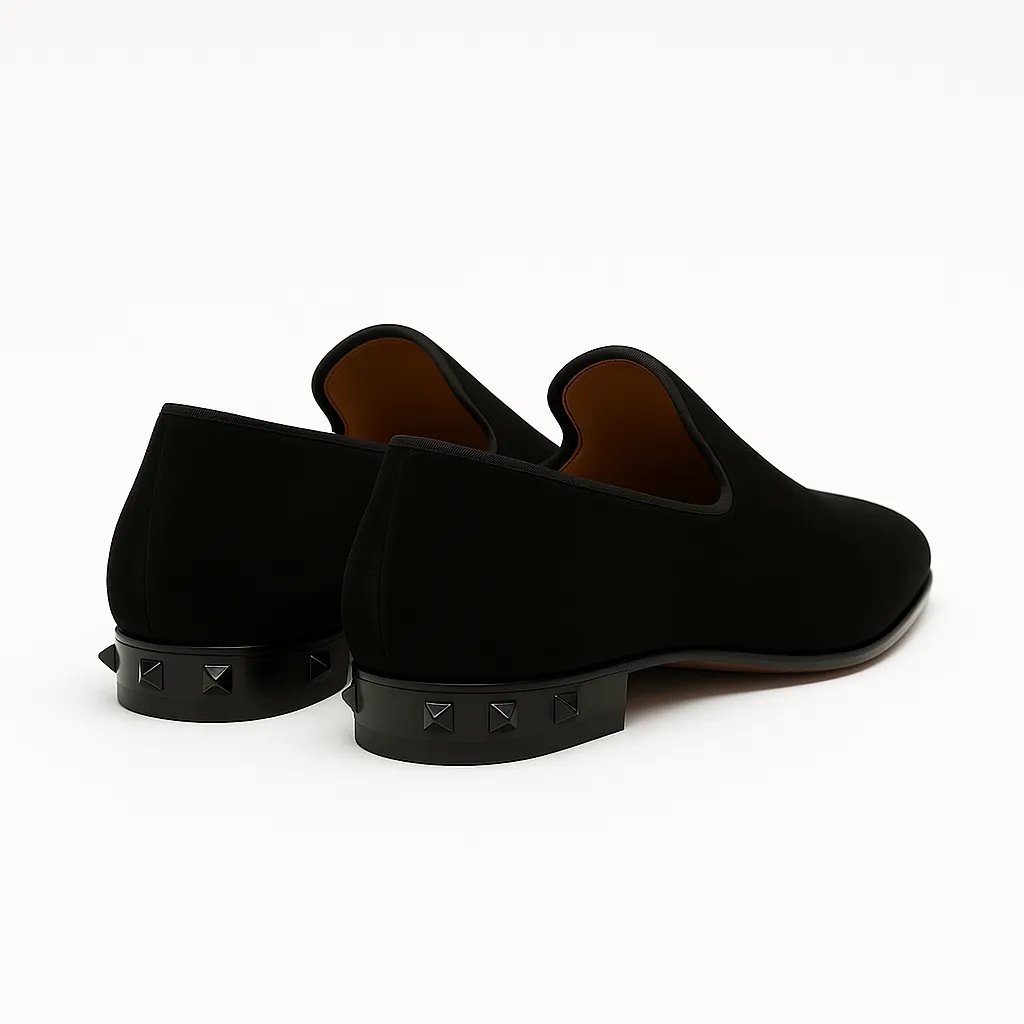 Domoir | Velvet Loafers with Gunmetal Studs