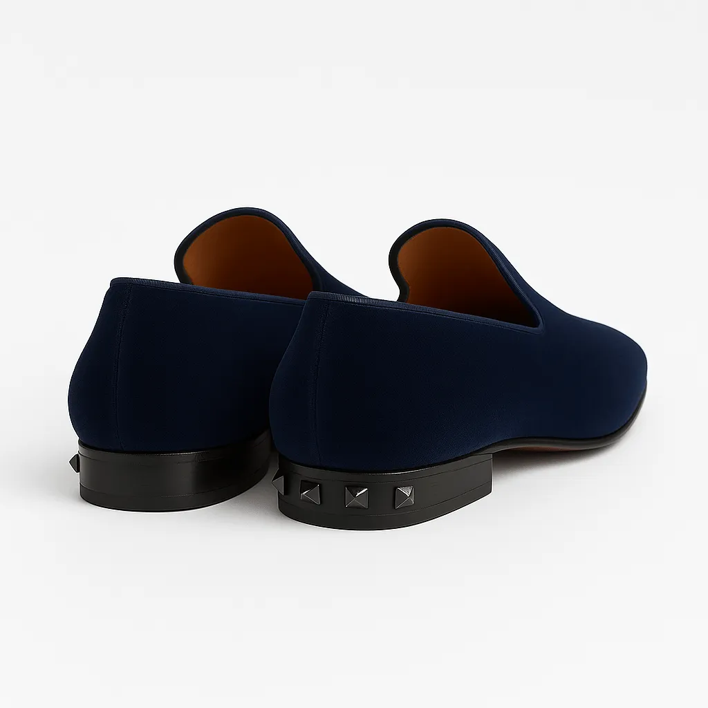 Domoir | Velvet Loafers with Gunmetal Studs