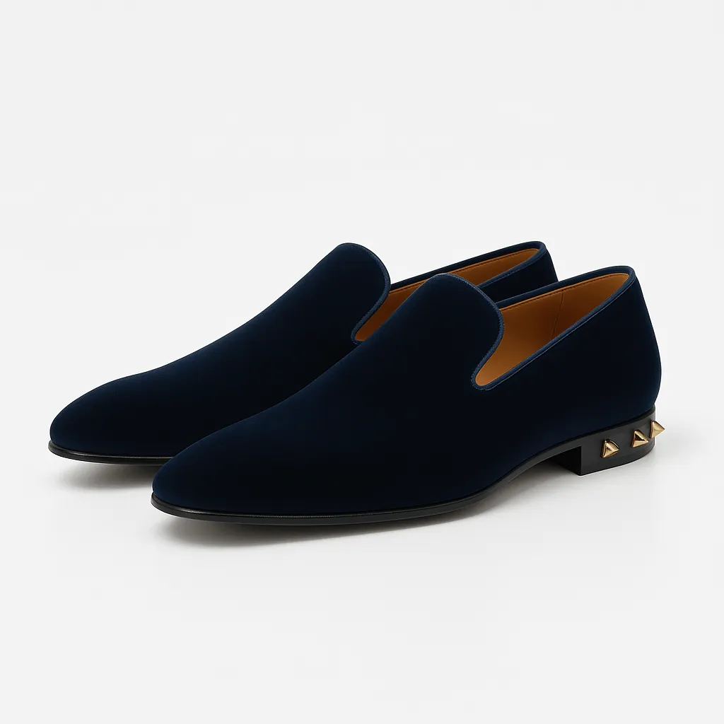 Domoir | Velvet Loafers with Gunmetal Studs