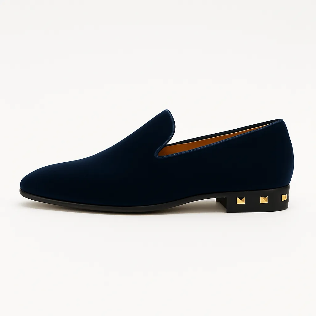 Domoir | Velvet Loafers with Gunmetal Studs