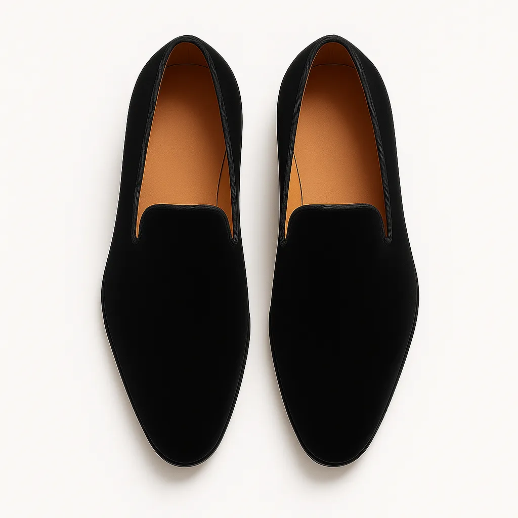 Domoir | Velvet Loafers with Gunmetal Studs