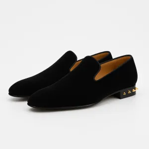 Domoir | Velvet Loafers with Gunmetal Studs
