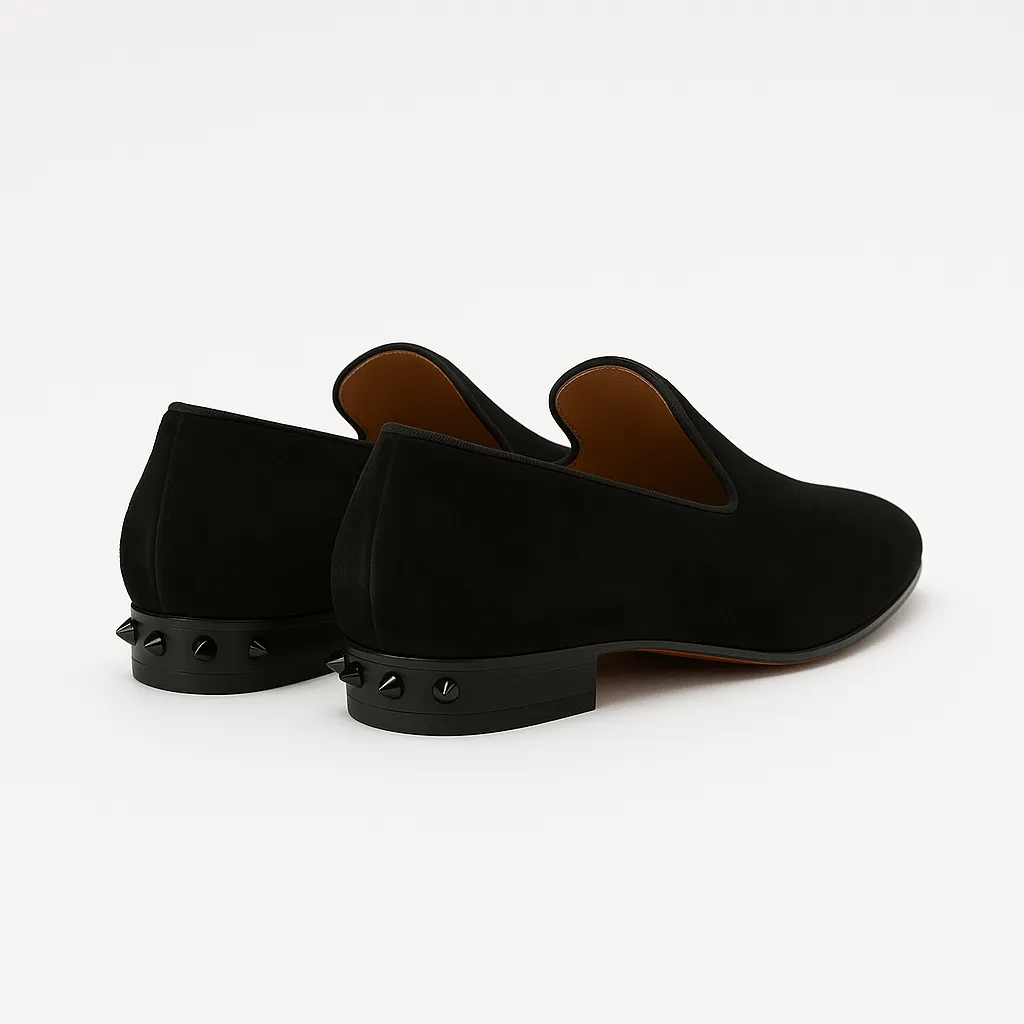 Domoir | Velvet Loafers with Gunmetal Studs