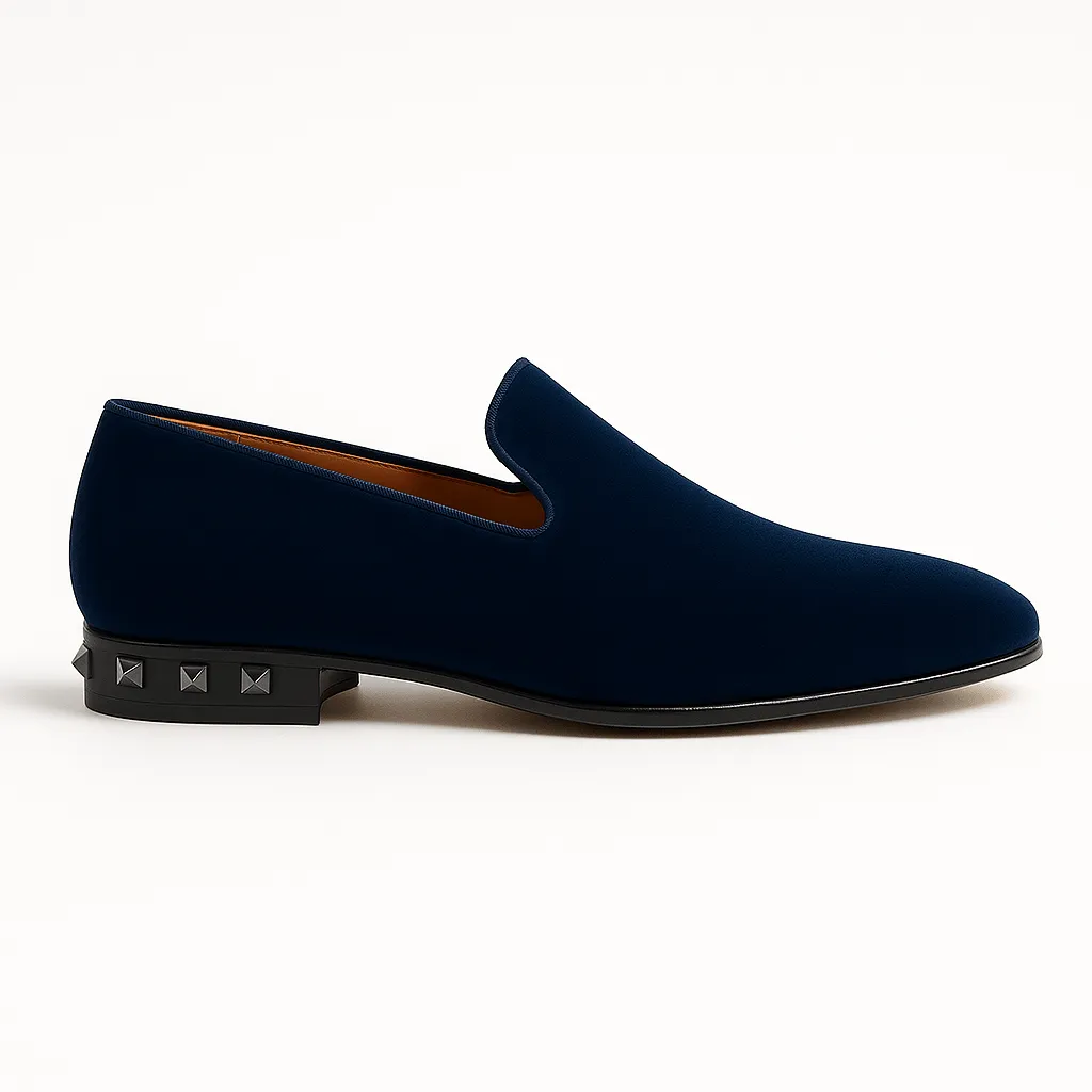 Domoir | Velvet Loafers with Gunmetal Studs