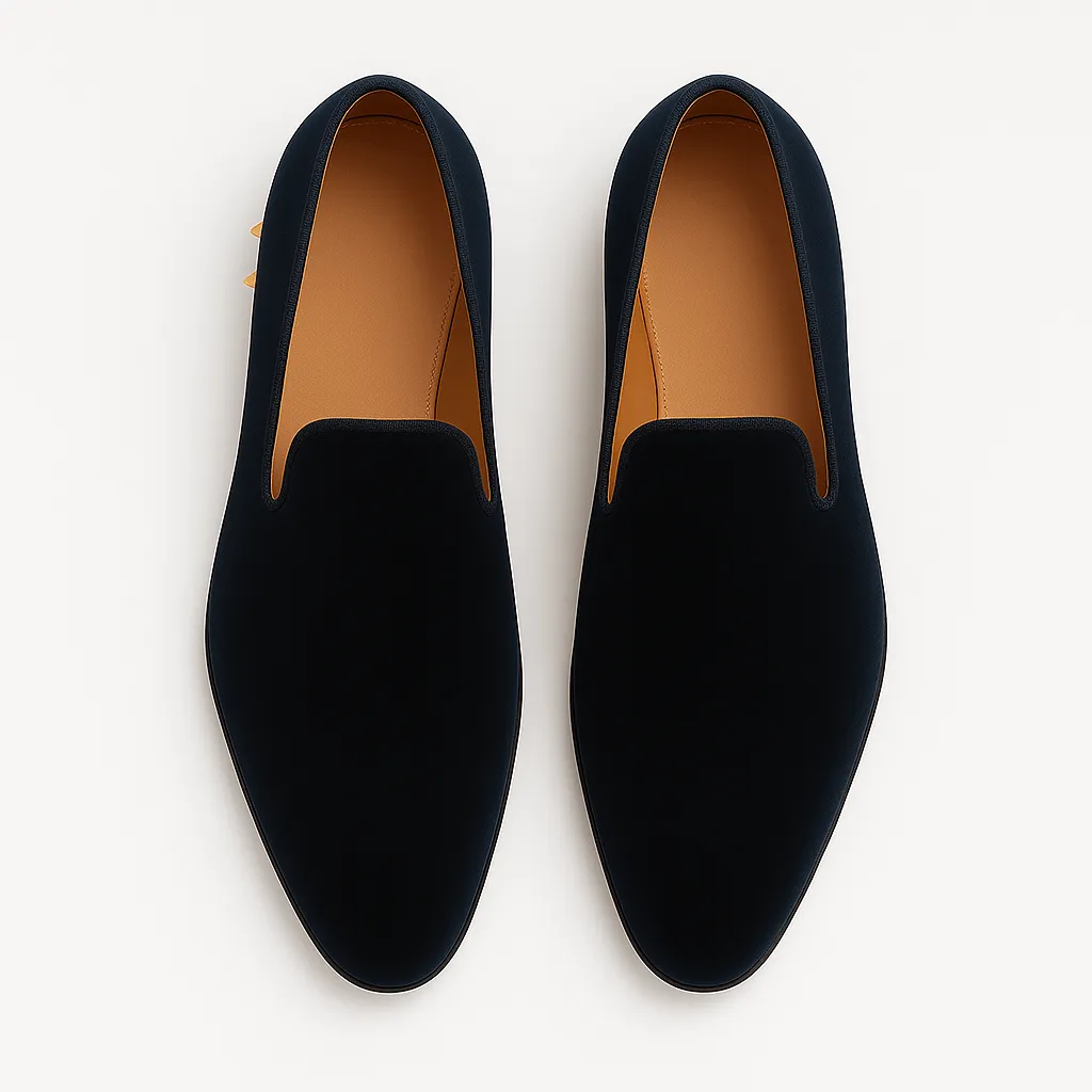 Domoir | Velvet Loafers with Gunmetal Studs