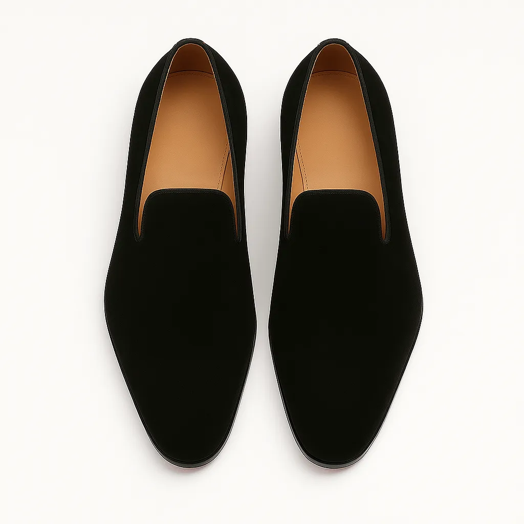 Domoir | Velvet Loafers with Gunmetal Studs