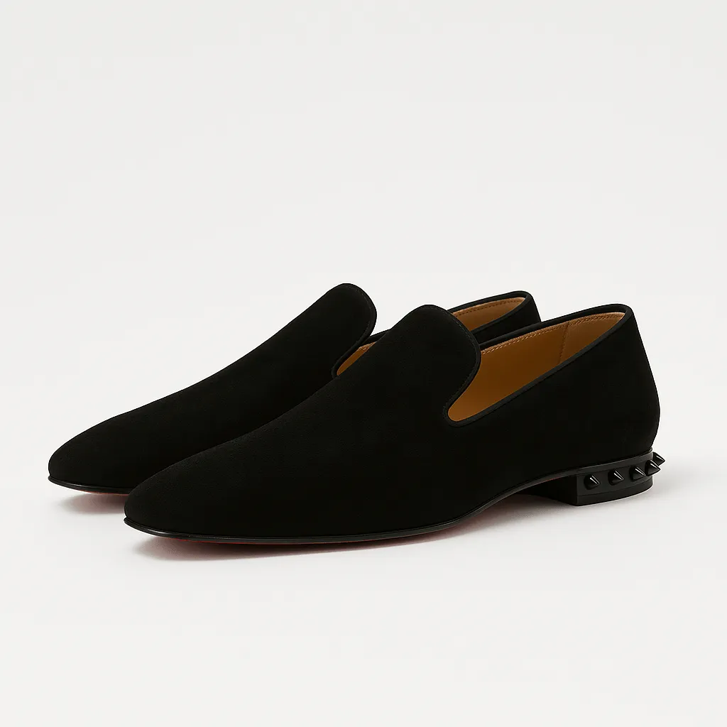 Domoir | Velvet Loafers with Gunmetal Studs