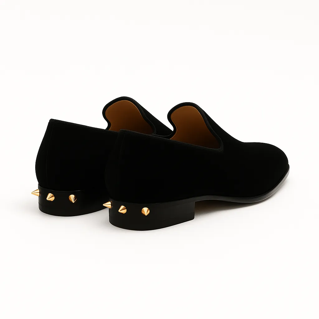 Domoir | Velvet Loafers with Gunmetal Studs