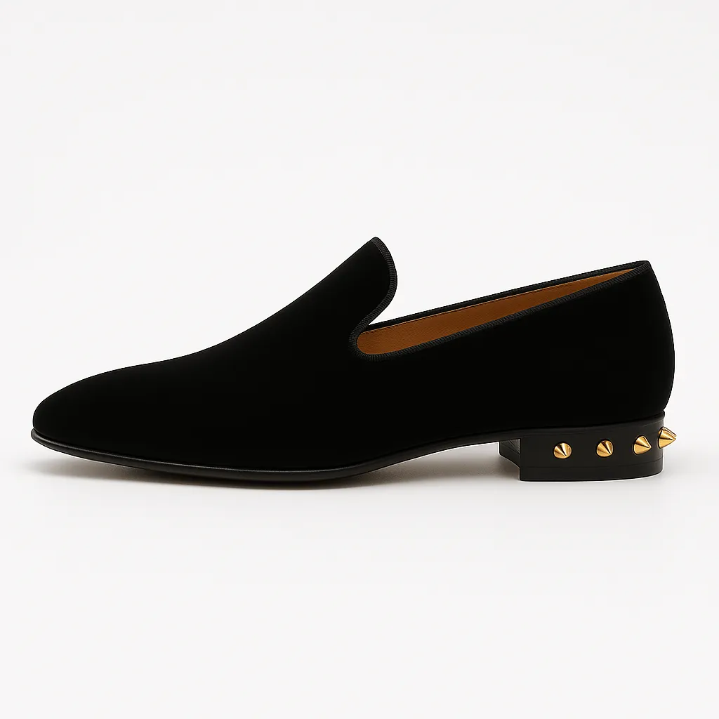 Domoir | Velvet Loafers with Gunmetal Studs