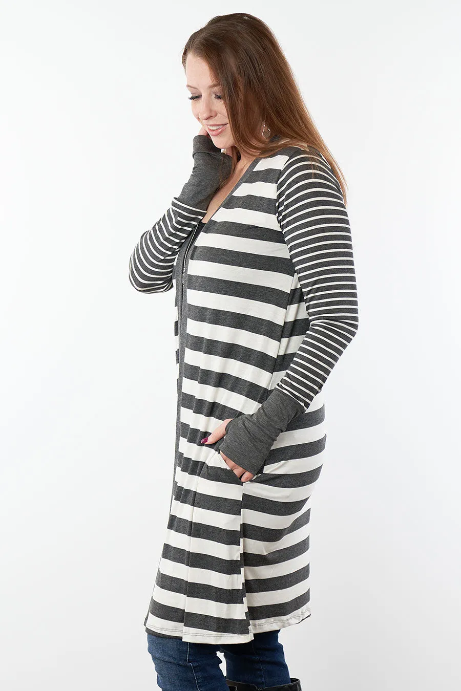 Don't Waste A Moment Striped Cardigan