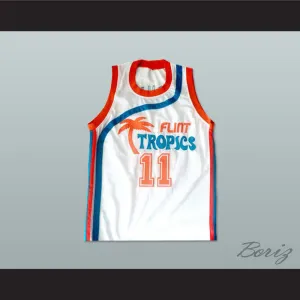Ed Monix 11 Flint Tropics White Basketball Jersey Semi Pro