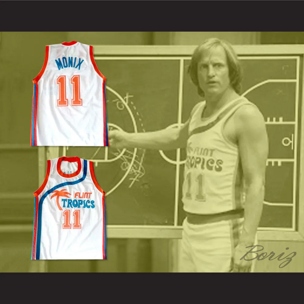 Ed Monix 11 Flint Tropics White Basketball Jersey Semi Pro