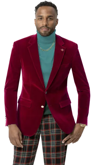 EJ Samuel Red Velvet Blazer J134