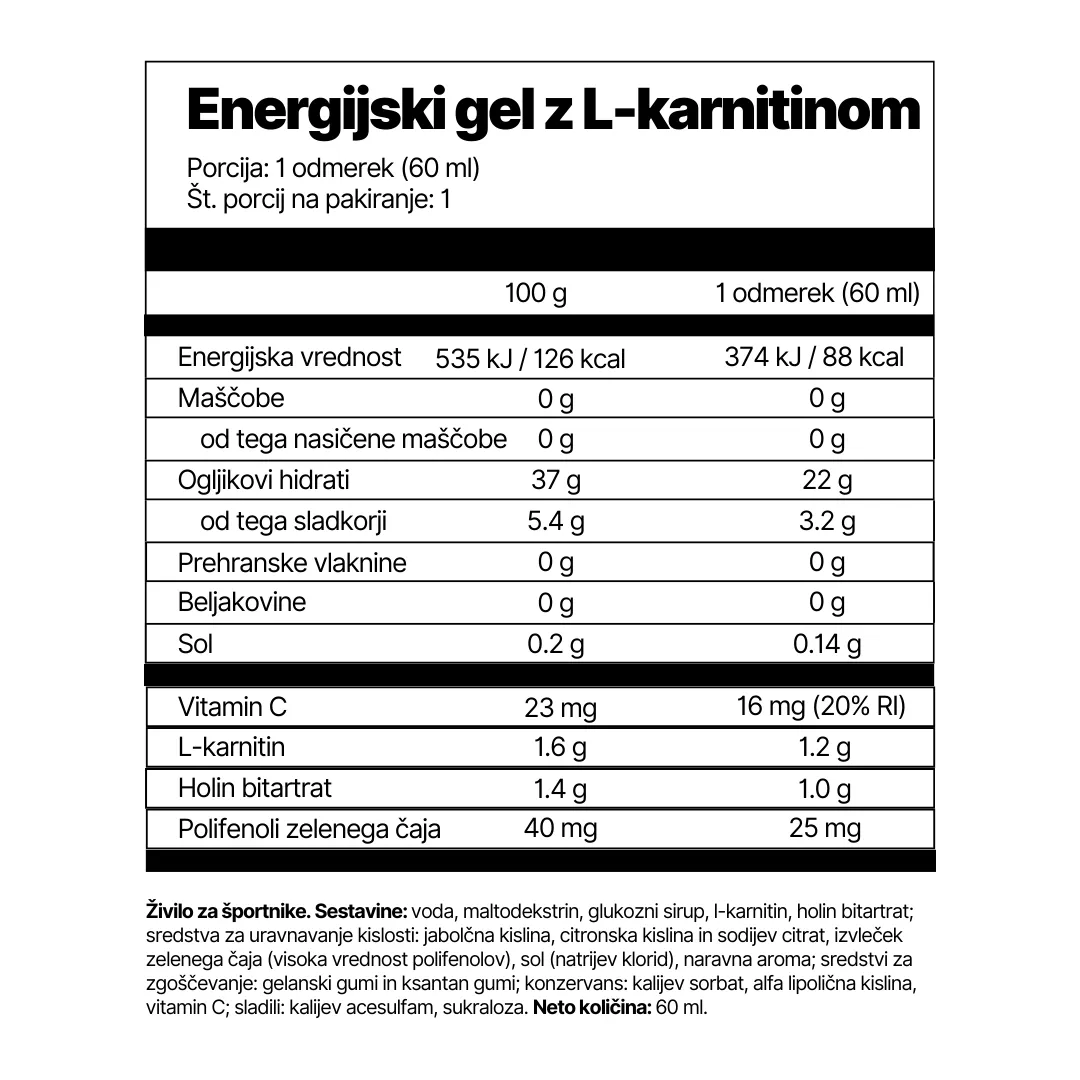 Energijski gel z L-Karnitinom Box