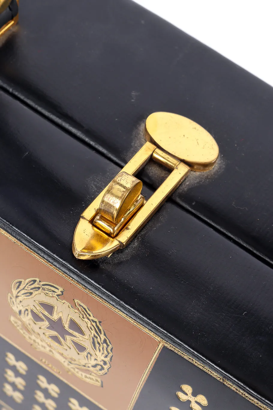 European Crest Leather Box Bag