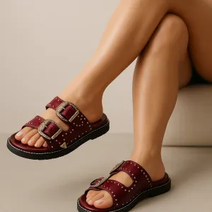 Famous Taylor Swift Slider Sandals - Maroon