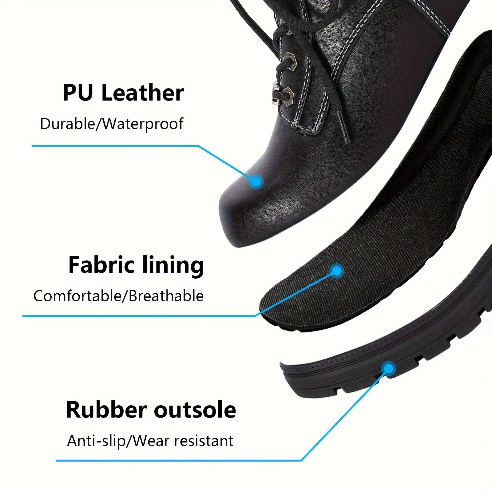 Faux Leather Motorcycle Boots with Side Zipper – Durable & Stylish