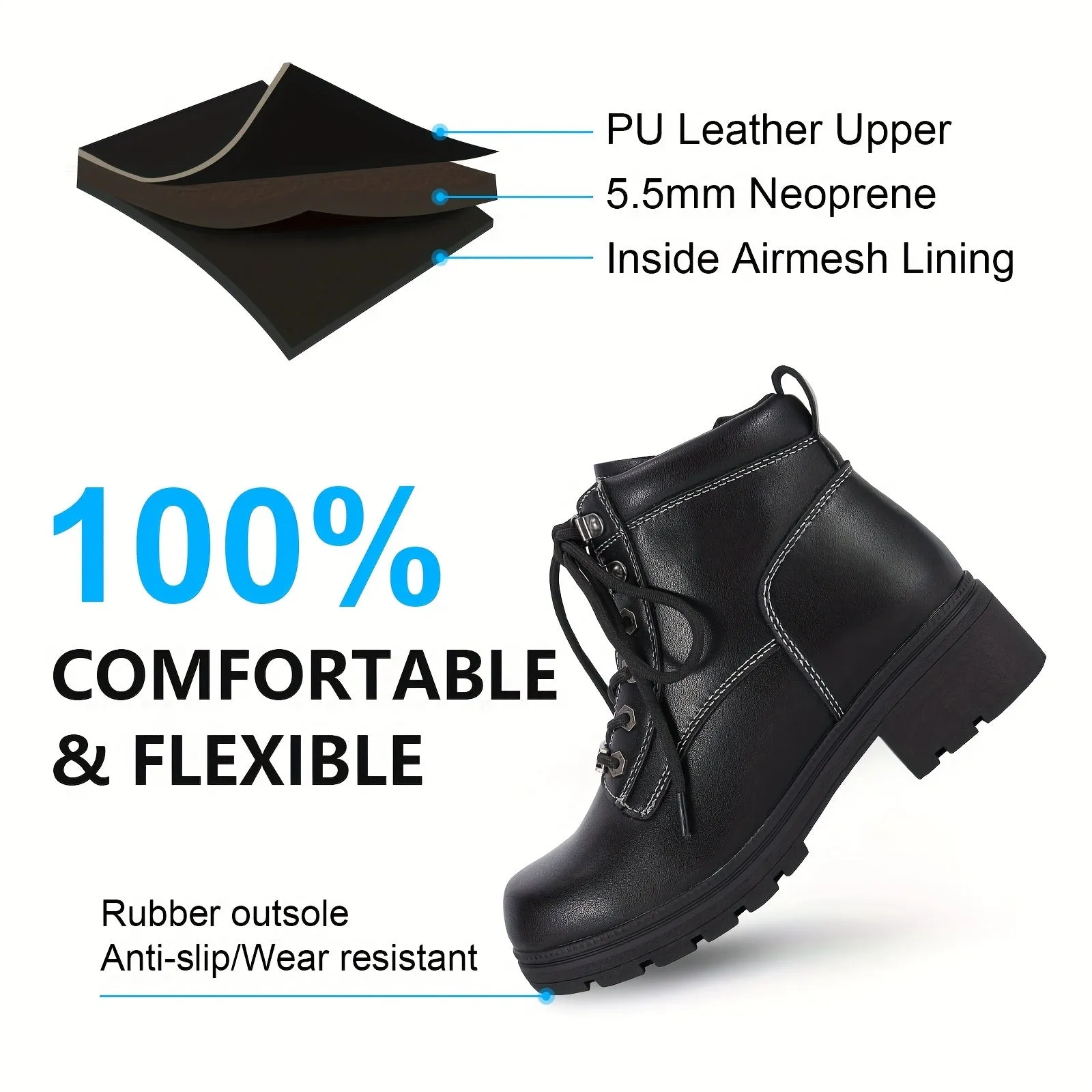 Faux Leather Motorcycle Boots with Side Zipper – Durable & Stylish