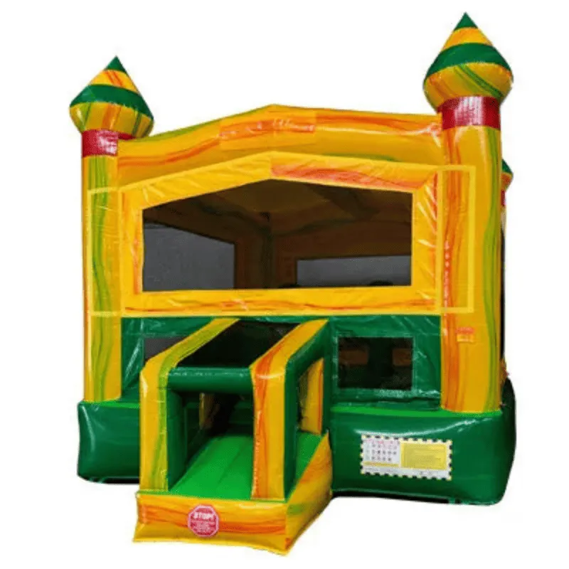 Fiesta Castle Bounce House in Green and Yellow