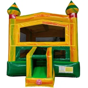 Fiesta Castle Bounce House in Green and Yellow
