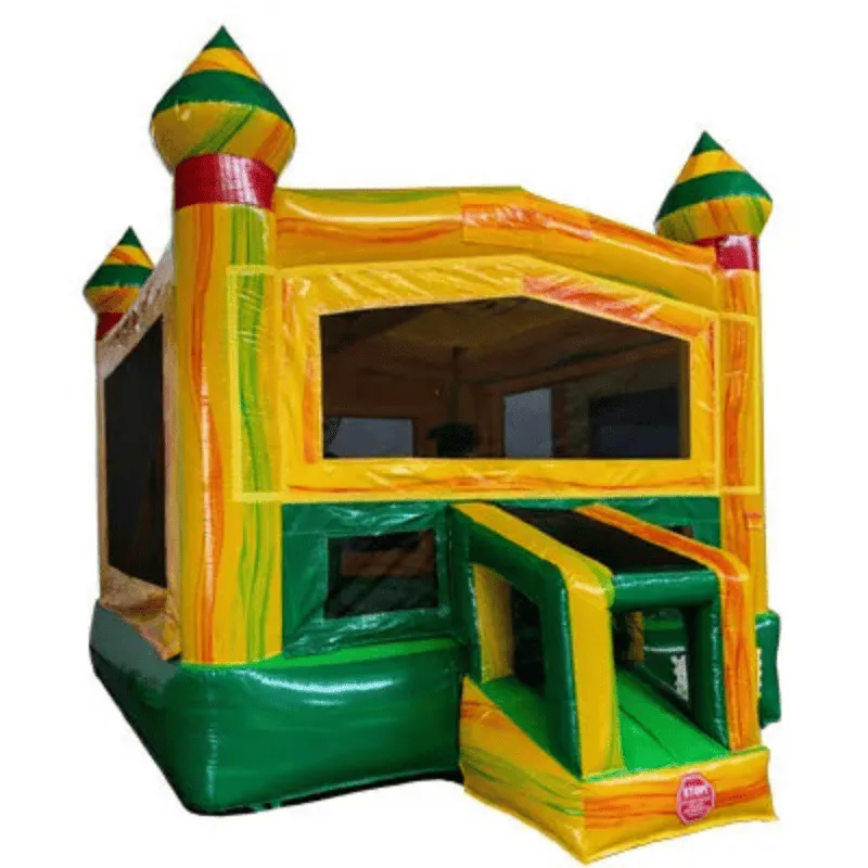 Fiesta Castle Bounce House in Green and Yellow