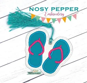Flip flop applique bookmark/bag tag/ornament machine embroidery design DIGITAL DOWNLOAD