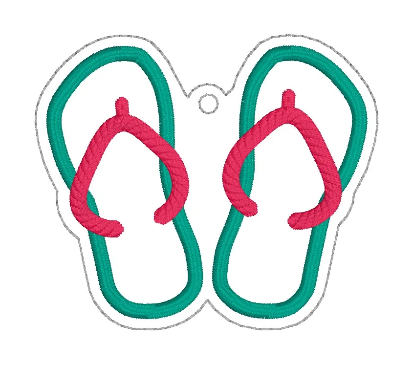 Flip flop applique bookmark/bag tag/ornament machine embroidery design DIGITAL DOWNLOAD