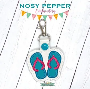 Flip flop applique snap tab (single & multi files included) machine embroidery design DIGITAL DOWNLOAD