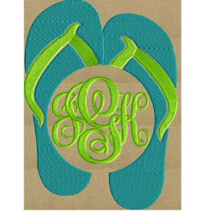 Flip Flops Font Frame Monogram Design -Font not included - EMBROIDERY DESIGN FILE - Summer - Instant download - Hus Dst Exp Jef Pes formats