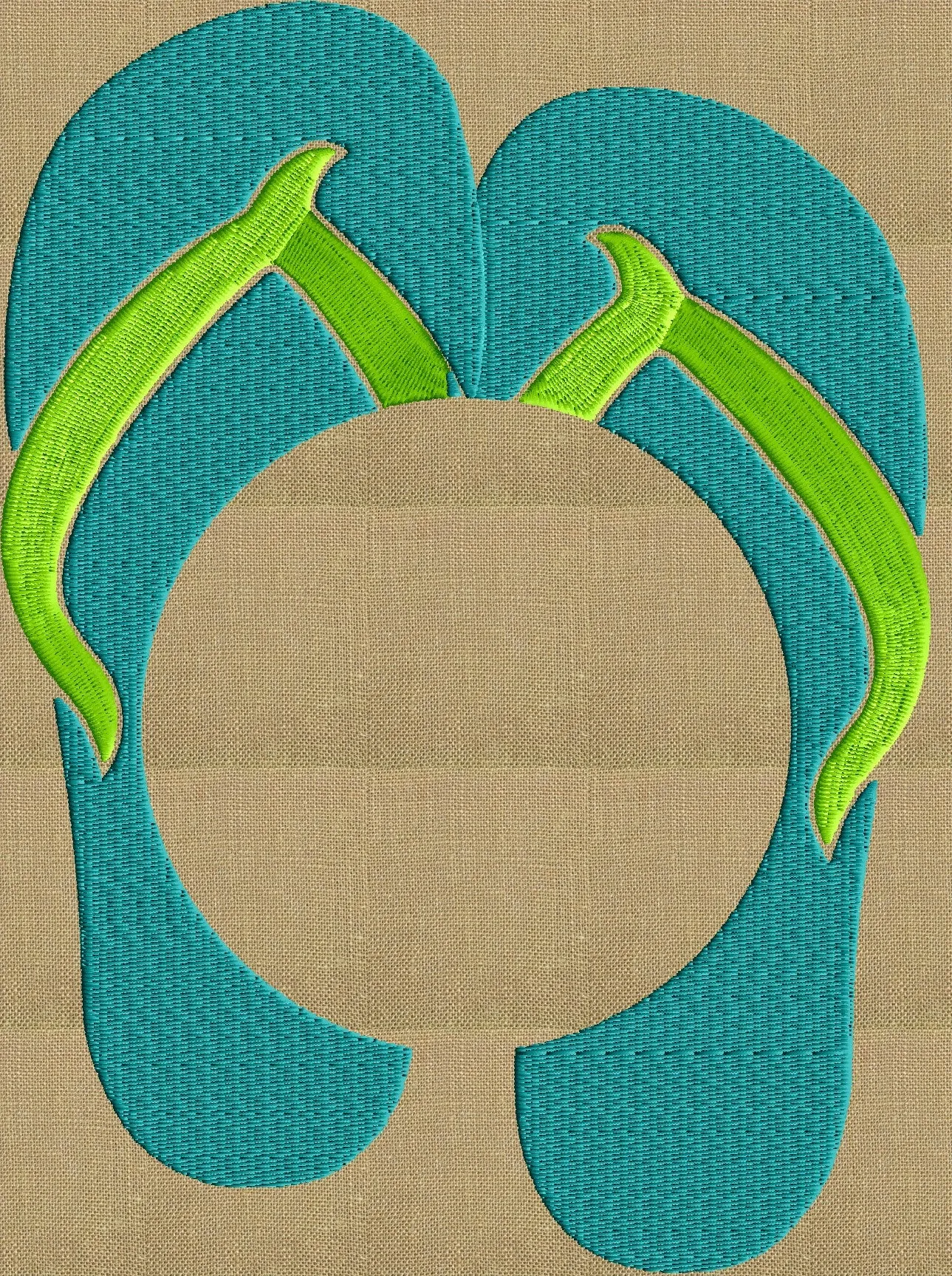 Flip Flops Font Frame Monogram Design -Font not included - EMBROIDERY DESIGN FILE - Summer - Instant download - Hus Dst Exp Jef Pes formats