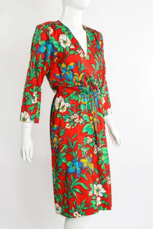 Floral Sateen Wrap Dress