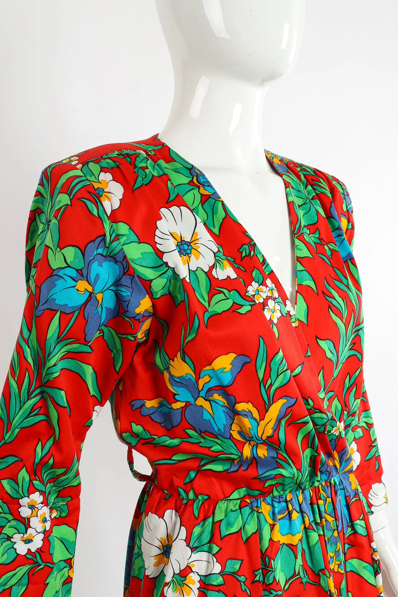 Floral Sateen Wrap Dress