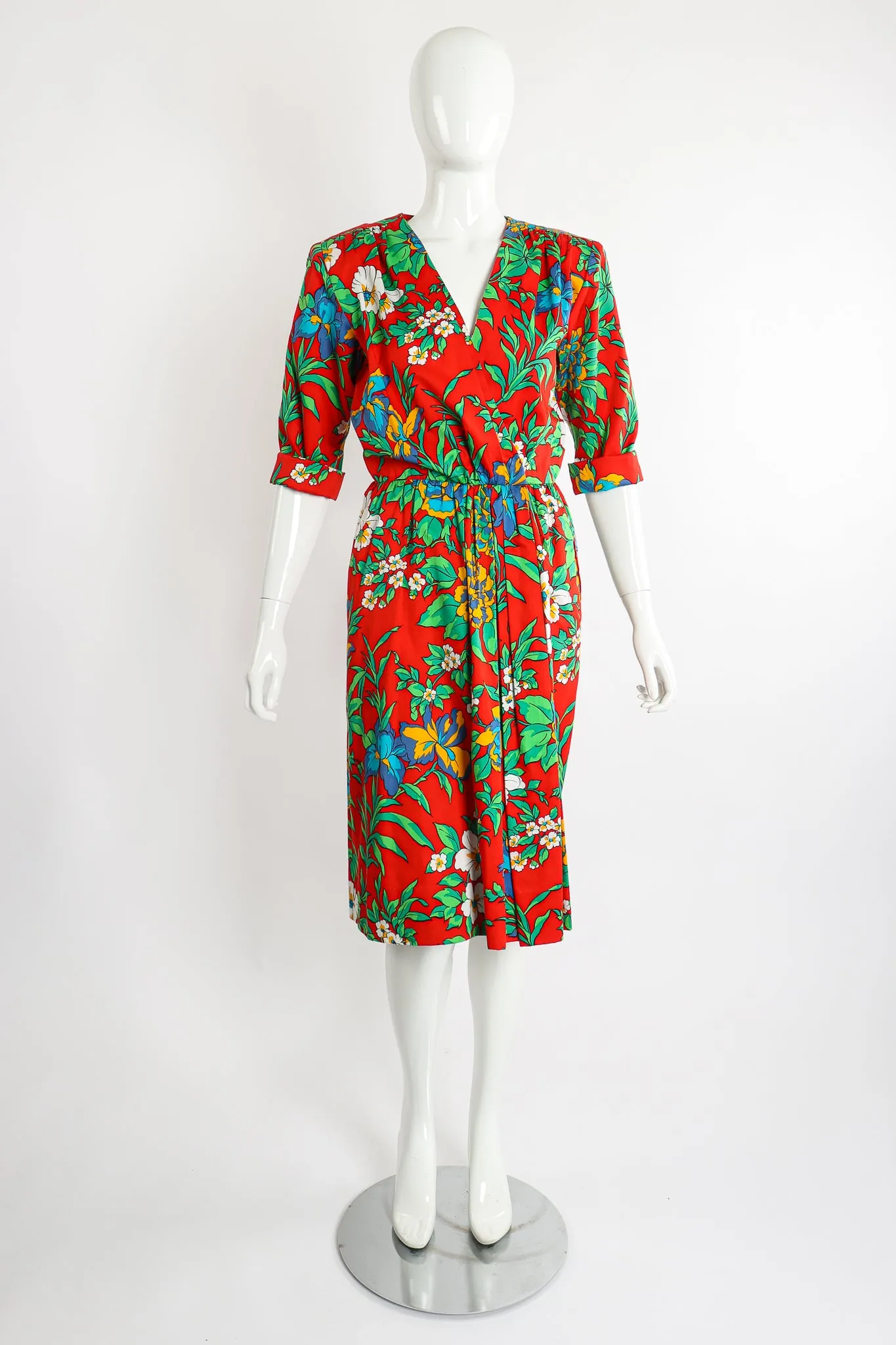 Floral Sateen Wrap Dress
