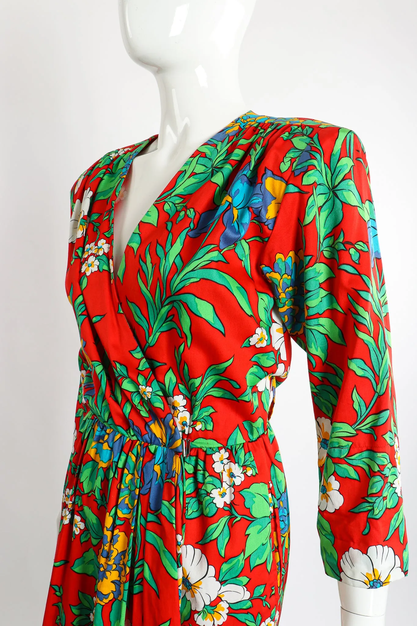 Floral Sateen Wrap Dress