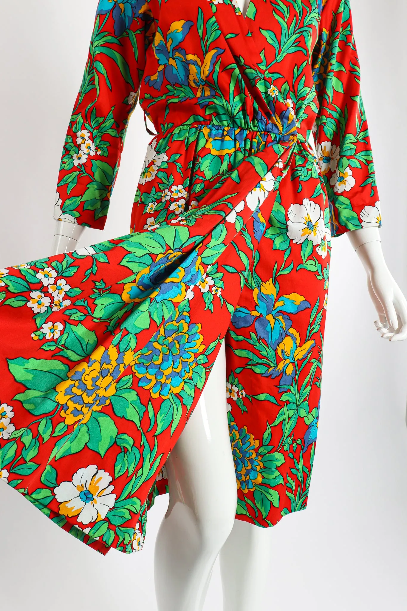 Floral Sateen Wrap Dress
