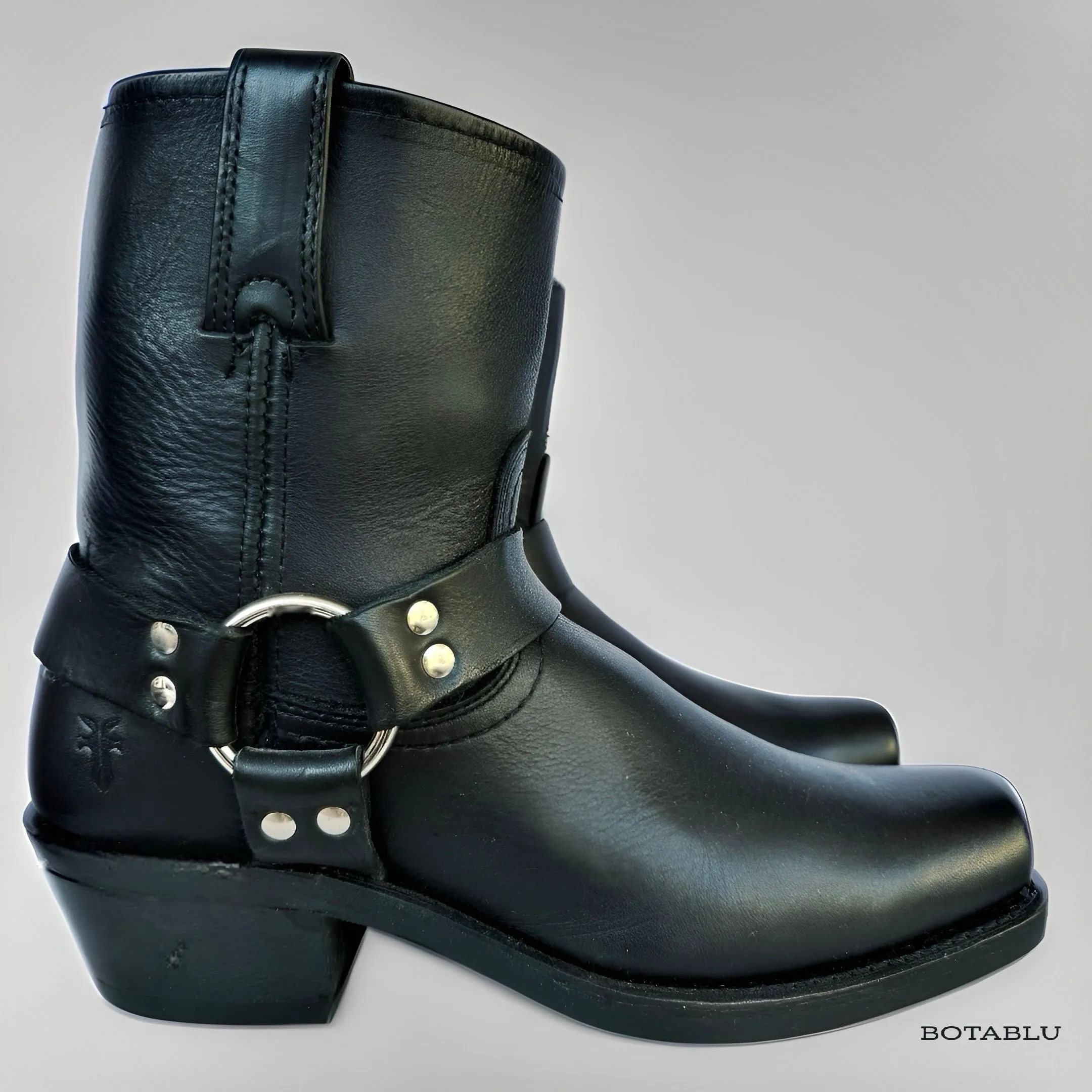 FRYE Harness 8R Black Biker Moto Motorcycle Short Ankle Bootie Boots