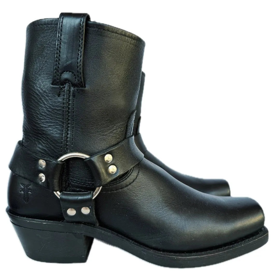 FRYE Harness 8R Black Biker Moto Motorcycle Short Ankle Bootie Boots