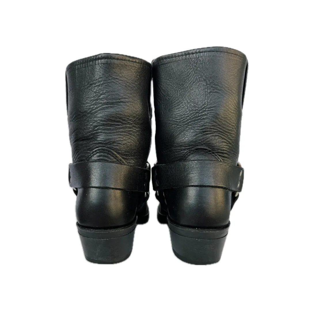 FRYE Harness 8R Black Biker Moto Motorcycle Short Ankle Bootie Boots