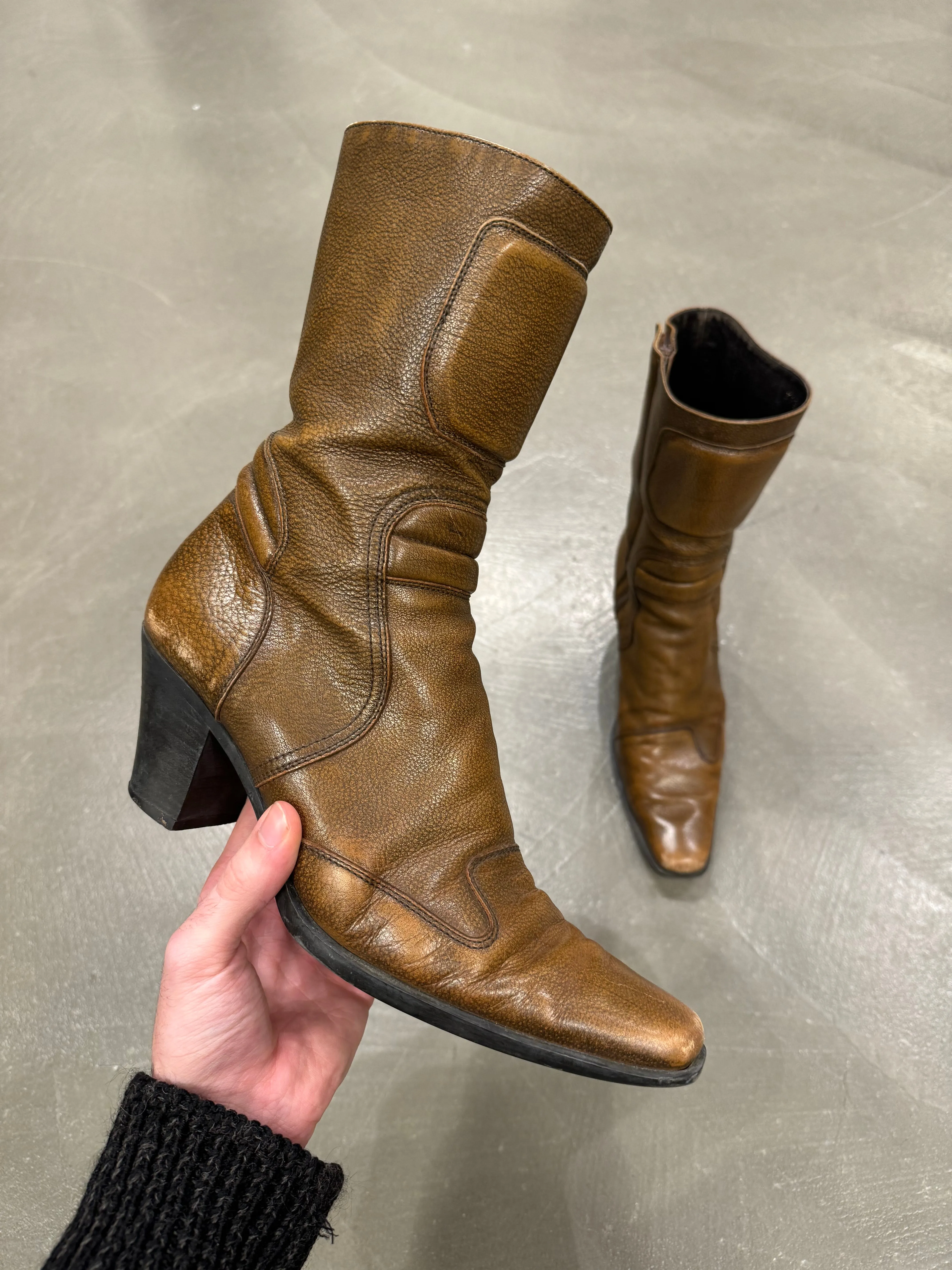 F/W1999 Miu Miu  padded leather biker moto boots