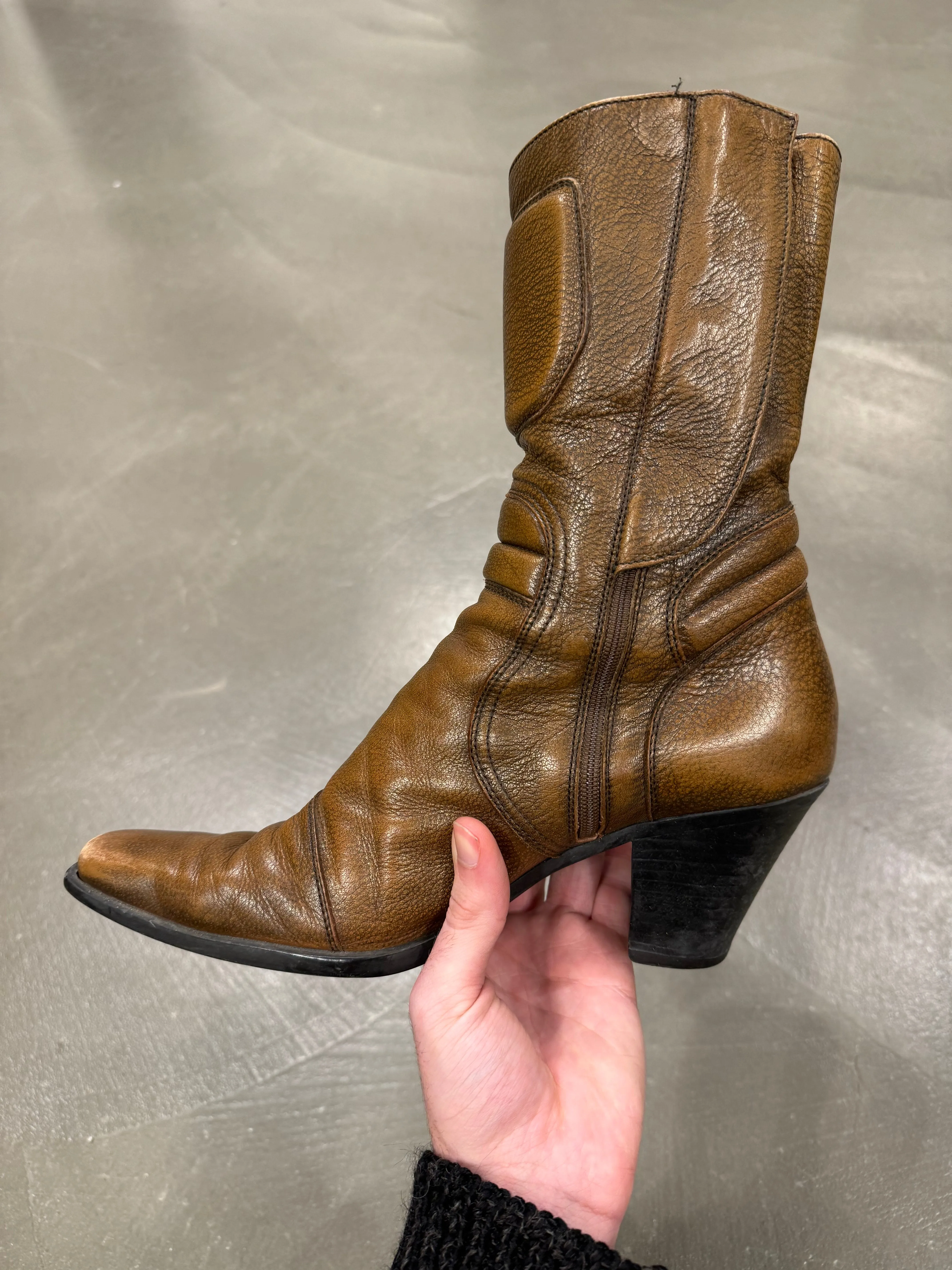 F/W1999 Miu Miu  padded leather biker moto boots