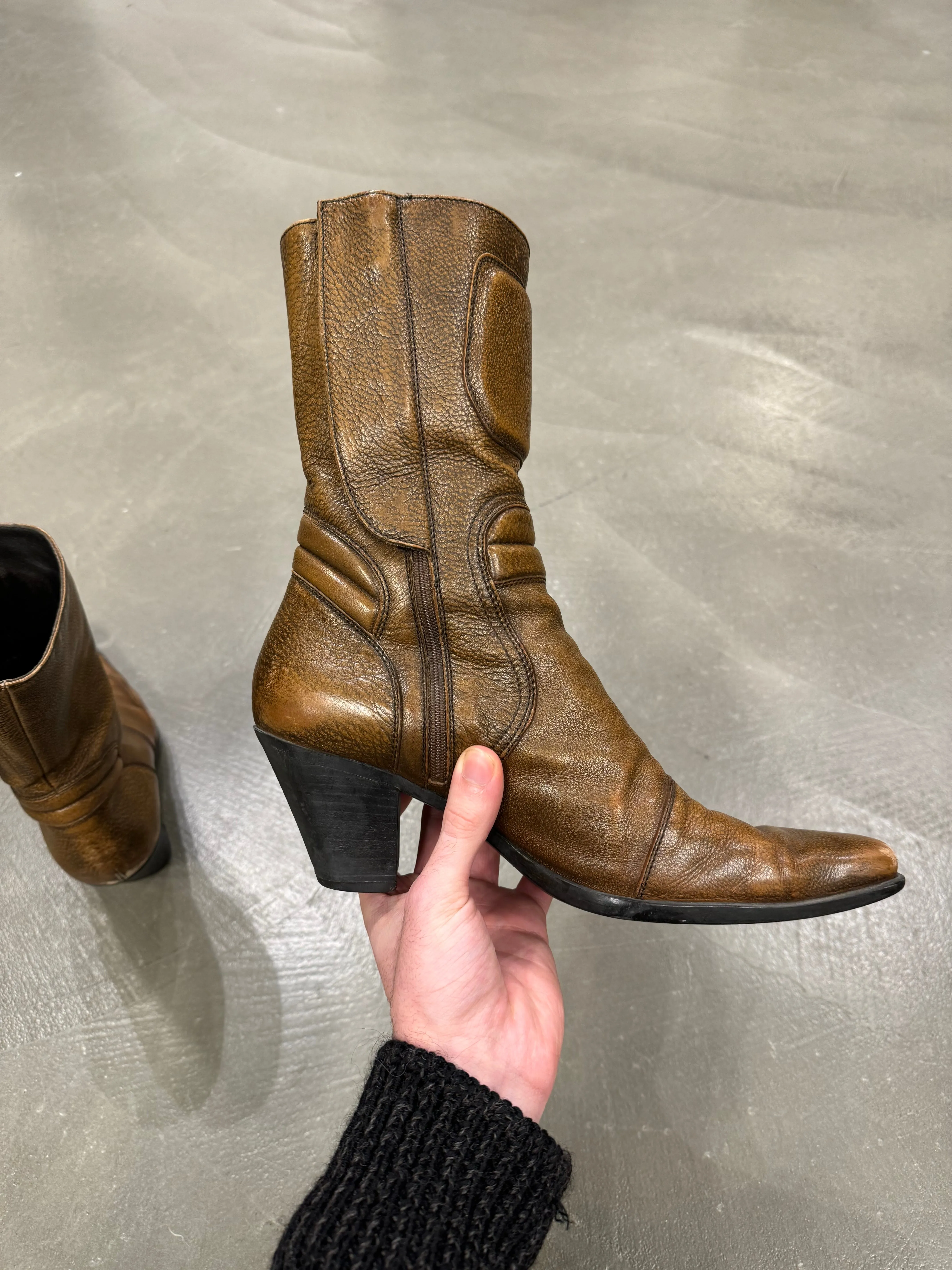 F/W1999 Miu Miu  padded leather biker moto boots