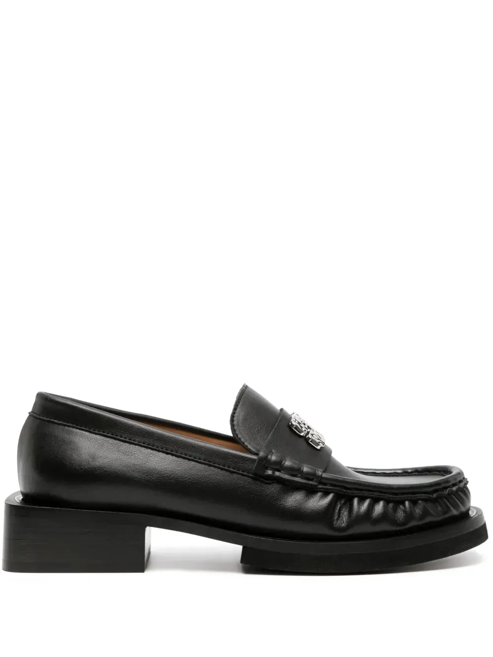 GANNI Butterfly-plaque faux-leather loafers