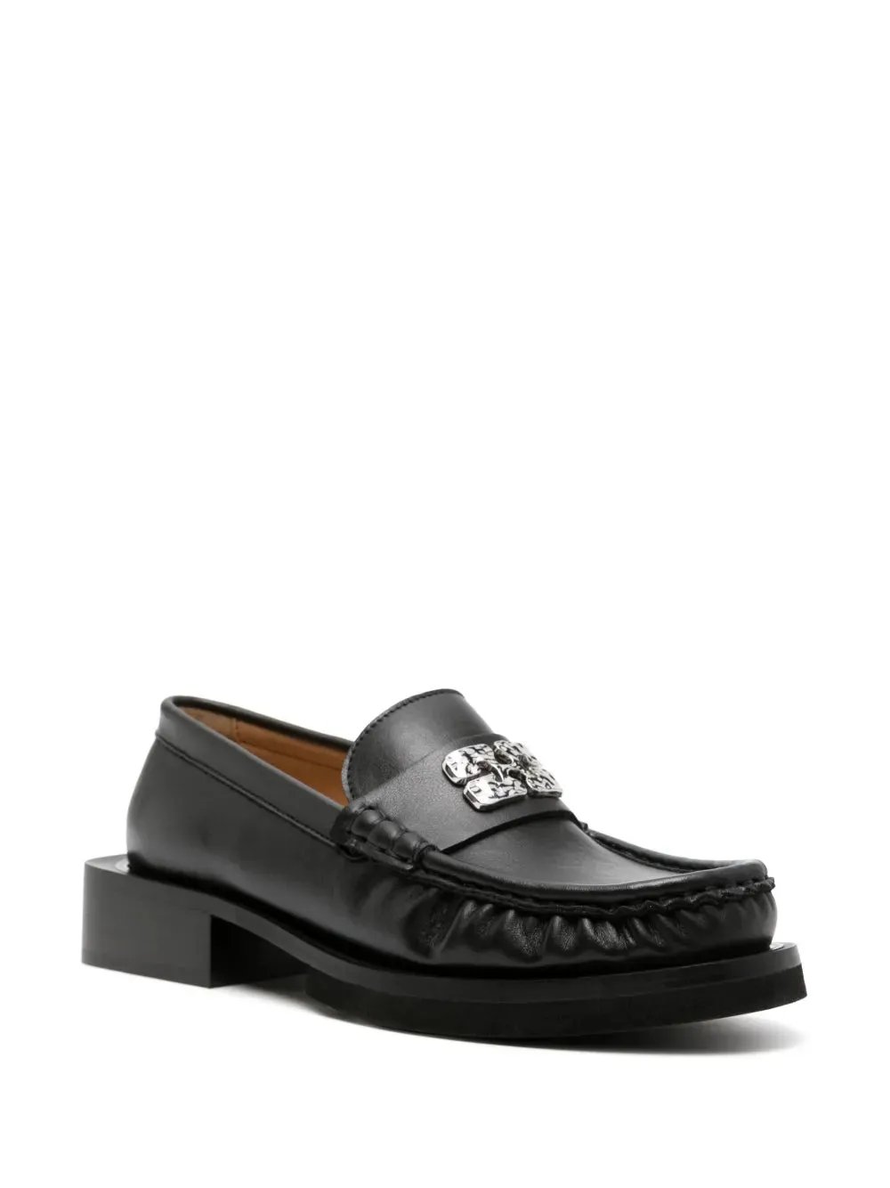GANNI Butterfly-plaque faux-leather loafers