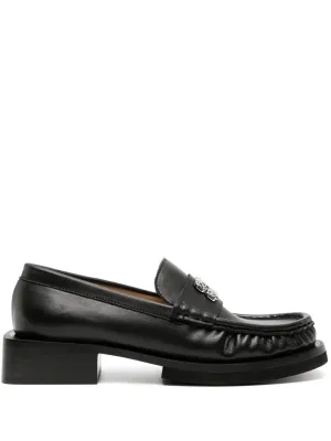 GANNI Butterfly-plaque faux-leather loafers